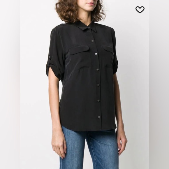 NWOT Equipment Floral Silk Short Sleeve Blouse, size Large - Picture 2 of 14